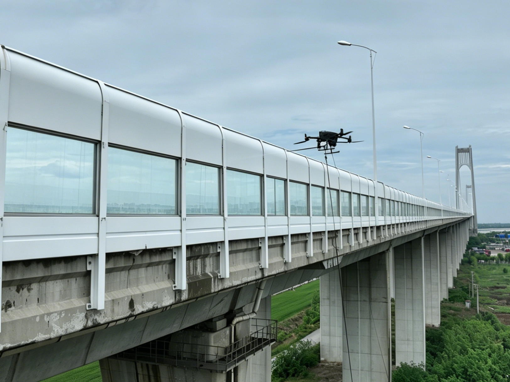 MYUAV Dual-Tethered High-Altitude Cleaning Drone Supports Nanjing's First High-Speed Noise Barrier High-Altitude Cleaning Test